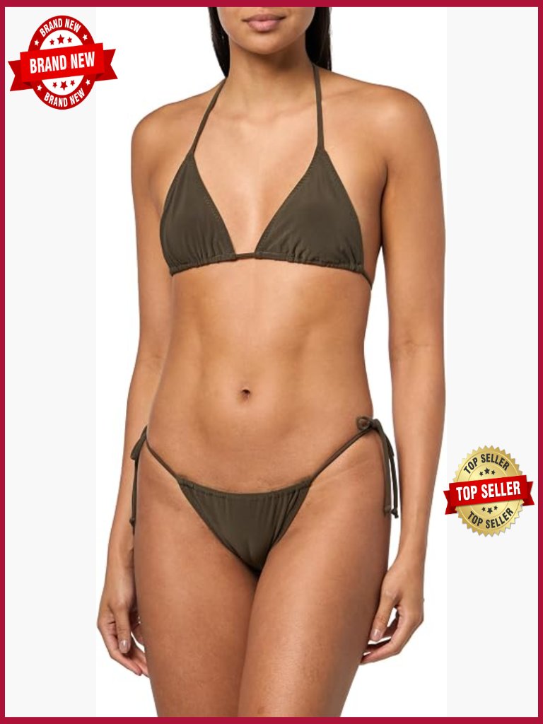 String Bikini Top & Bottom Set Triangle Halter High Cut